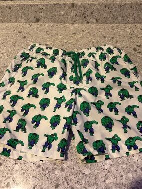 MC2 Saint Barth White Swim Trunks with Green Hulk Print